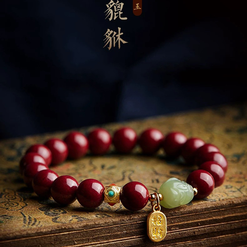 Women'S Fashion Jewellery - Pulsera de Cinabrio Rojo Natural Orgánico