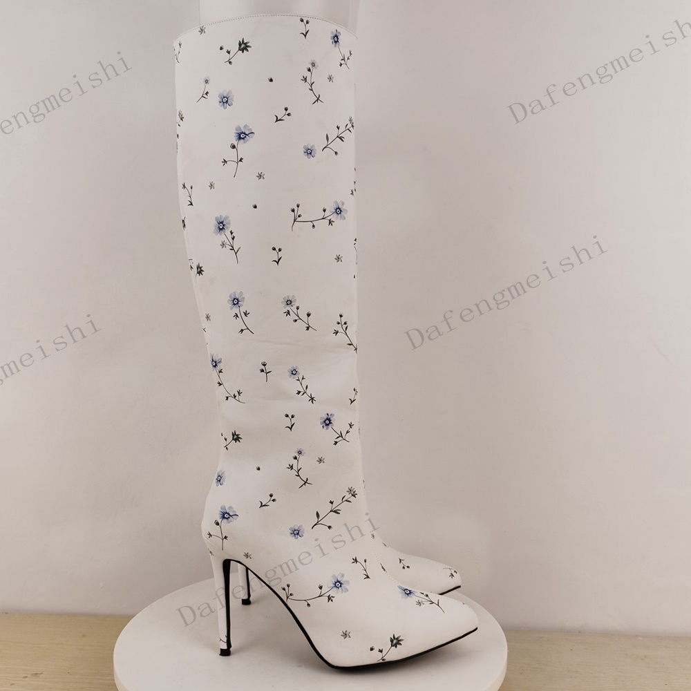 Botas Altas Blancas con Estamp - Women'S Fashion Knee High Boots reseña y precio